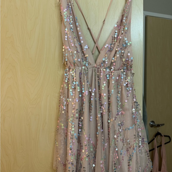 LIKE NEW, Hello Molly Try Your Luck Pink Multi-Color Sequin Mini Dress Size 10 - Picture 5 of 8